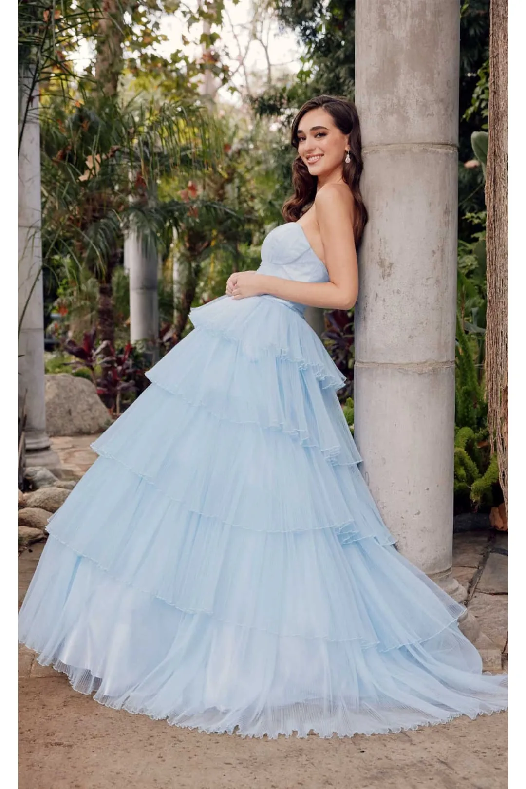 Strapless Tiered Ruffled A-Line Gown by Juliet JT2452K sold by Alberto Nardoni product image thumbnail 5
