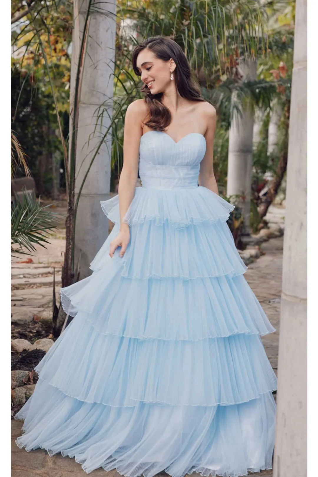 Strapless Tiered Ruffled A-Line Gown by Juliet JT2452K sold by Alberto Nardoni product image thumbnail 2