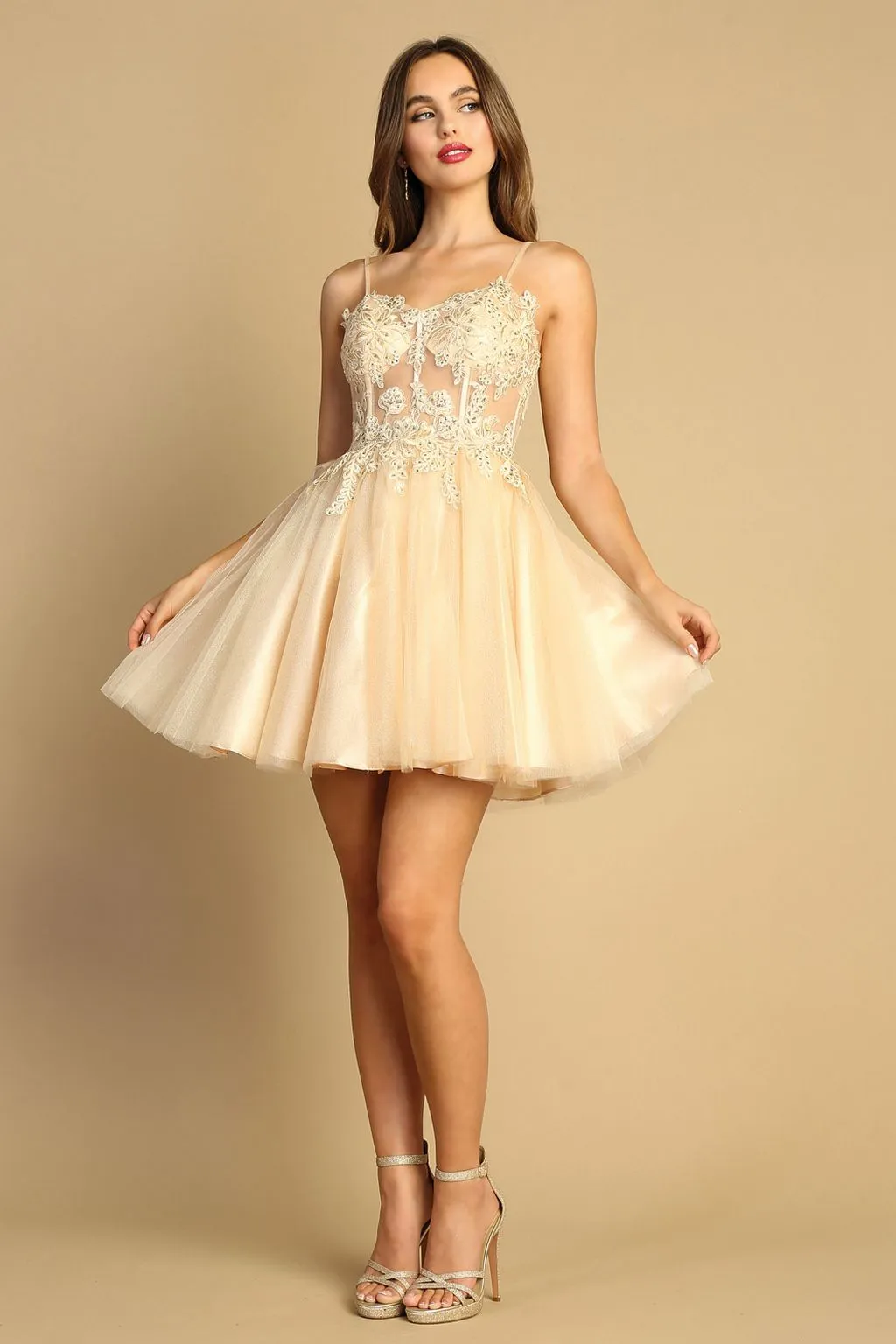Adora Design 1039 Short A Line Applique Corset Homecoming Dress sold by Alberto Nardoni