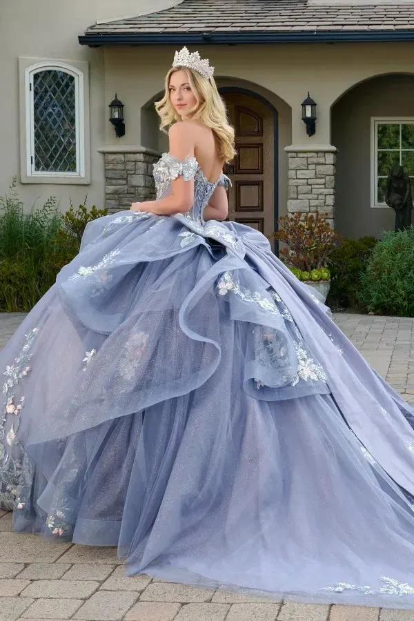 Off Shoulder 3D Butterfly Appliqué Corset Ball Gown by Elizabeth K GL3802 sold by Alberto Nardoni product image thumbnail 2