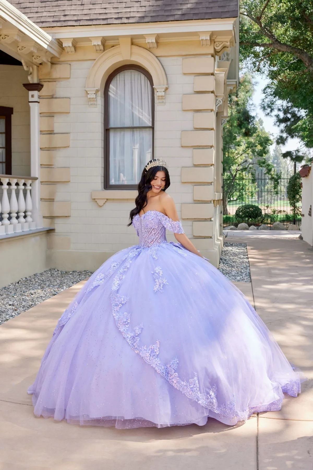 Juliet 1507J Applique Lace Off-Shoulder Glitter Tulle Quinceanera Dress sold by Alberto Nardoni product image thumbnail 5
