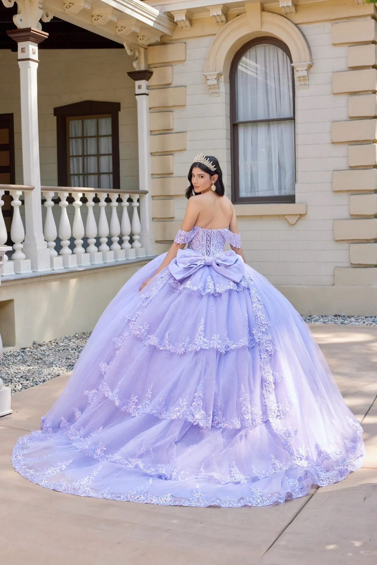 Juliet 1507J Applique Lace Off-Shoulder Glitter Tulle Quinceanera Dress sold by Alberto Nardoni product image thumbnail 2