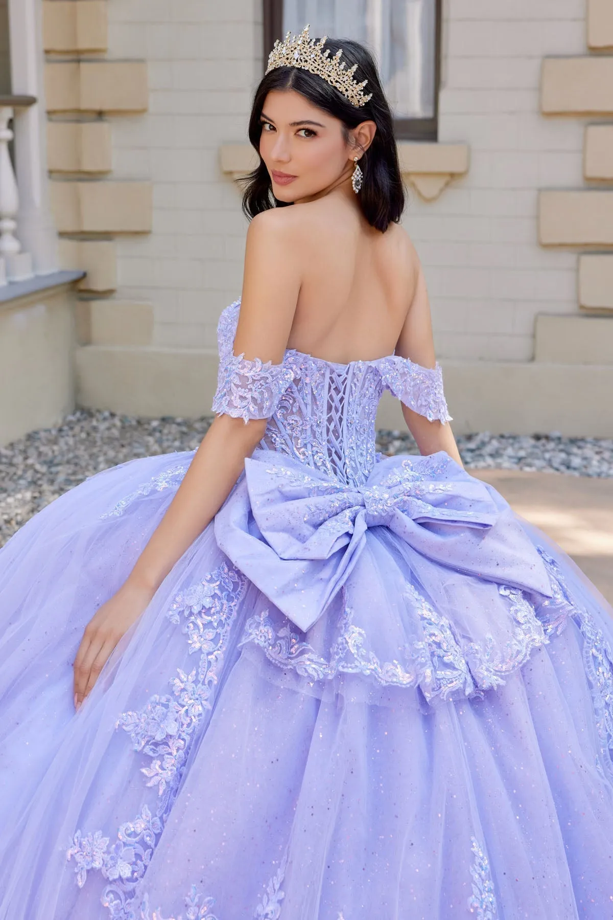 Juliet 1507J Applique Lace Off-Shoulder Glitter Tulle Quinceanera Dress sold by Alberto Nardoni product image thumbnail 3
