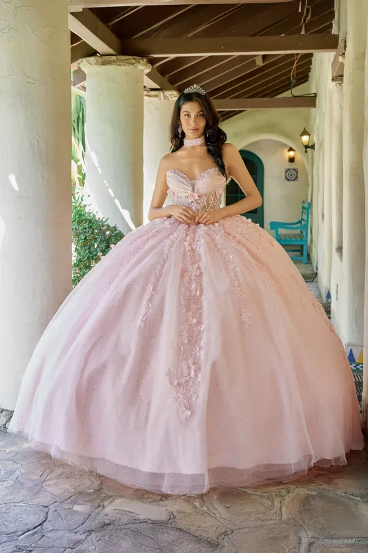 Juliet 1497J Applique Strapless Choker Tulle Dress with Beaded Embellishments made by Alberto Nardoni