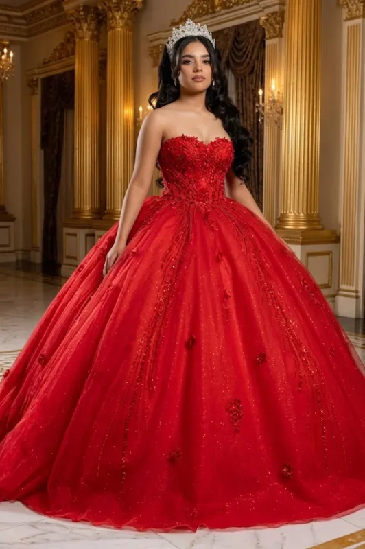 Beaded Corset Bodice & Glitter Tulle Skirt Strapless Sweetheart Birthday Dress By LK288 made by Alberto Nardoni