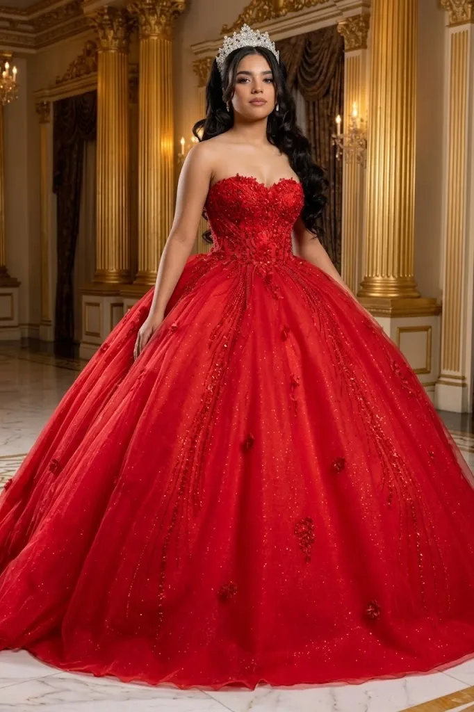 Beaded Corset Bodice & Glitter Tulle Skirt Strapless Sweetheart Birthday Dress By LK288 sold by Alberto Nardoni
