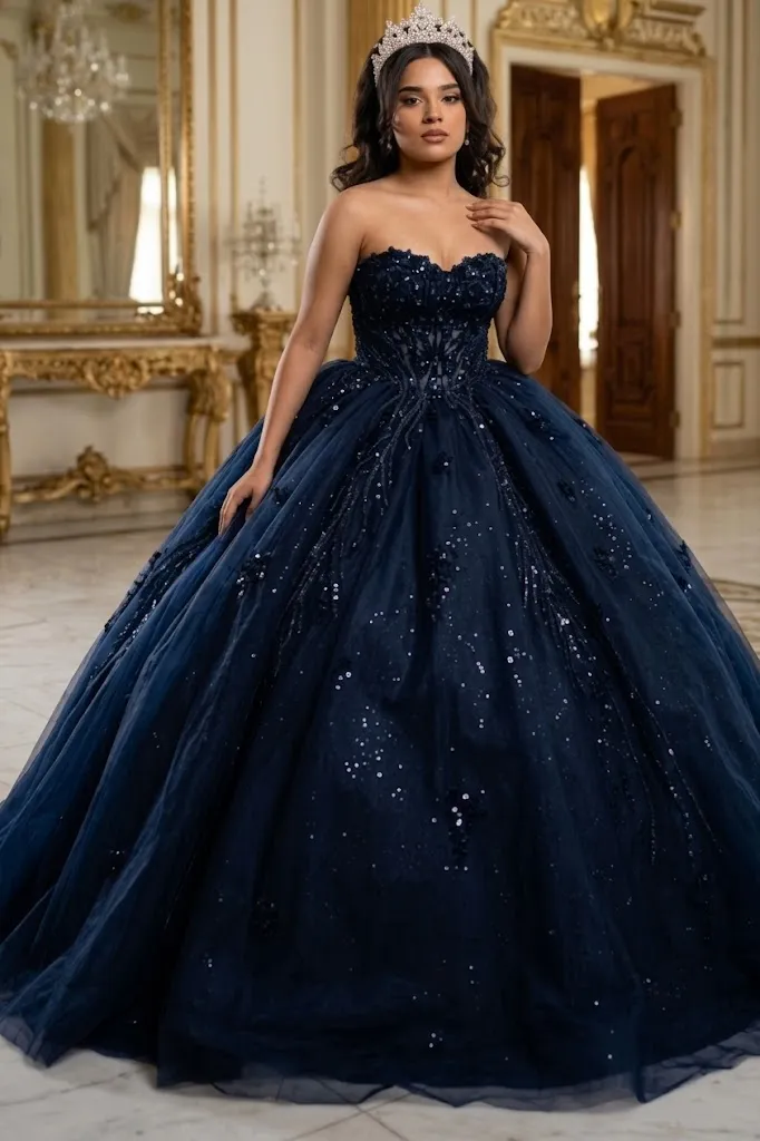 Beaded Corset Bodice & Glitter Tulle Skirt Strapless Sweetheart Birthday Dress By LK288 sold by Alberto Nardoni product image thumbnail 3