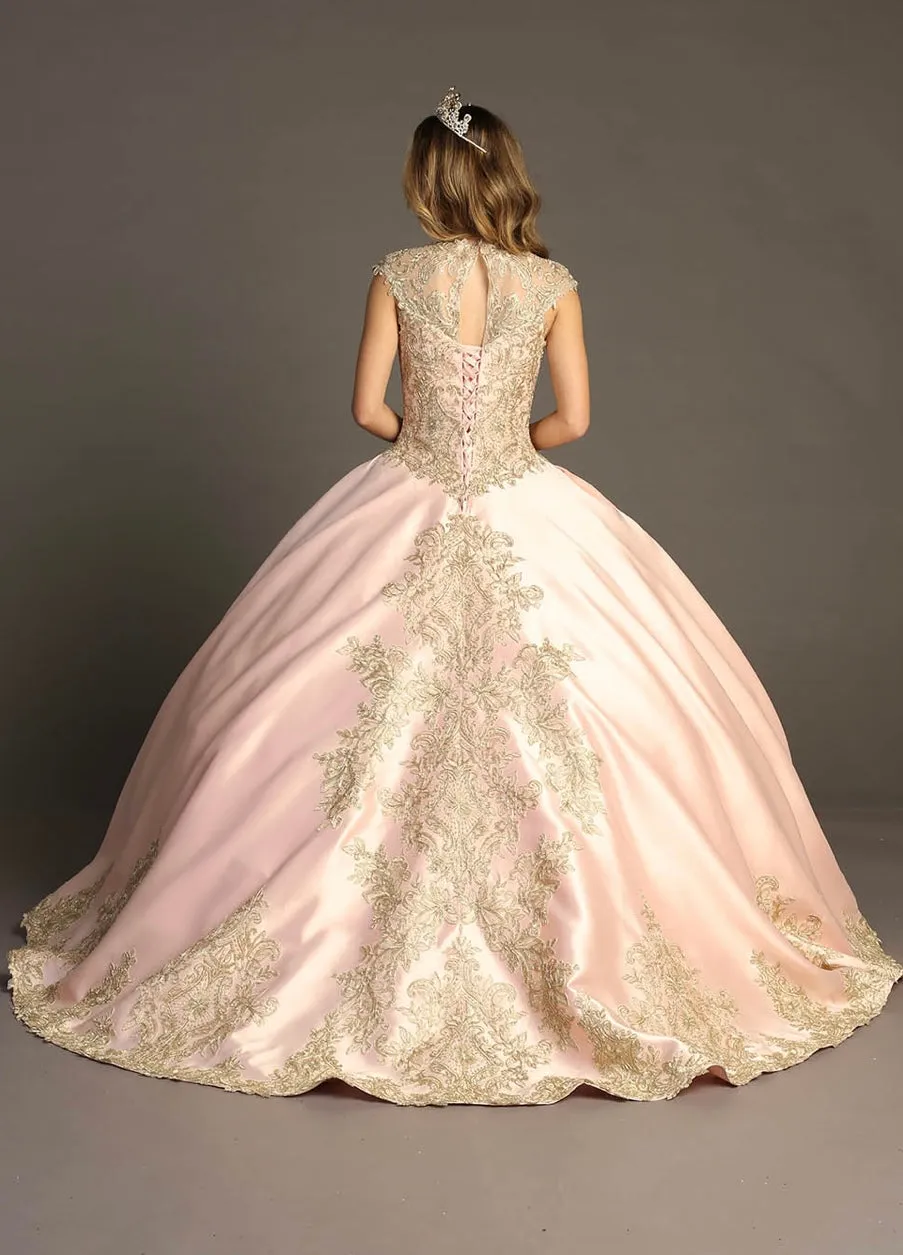 Chicas HF3003 Elegant Gold BallDress Illusion Floor-Length Beaded Fabric Dress sold by Alberto Nardoni product image thumbnail 2