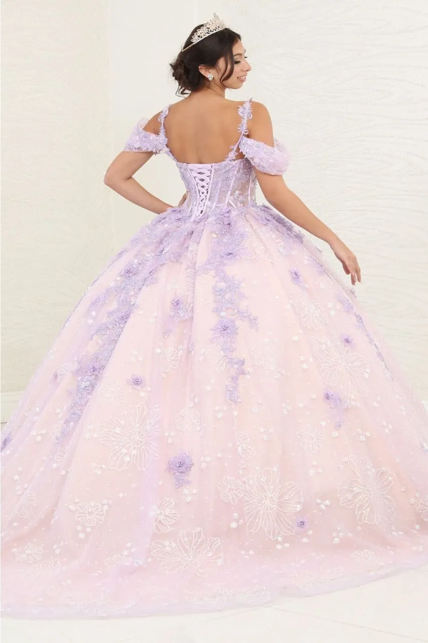 LK257 Sheer Corset Bodice Lilac/Blush Embellished Quince Gown sold by Alberto Nardoni product image thumbnail 2