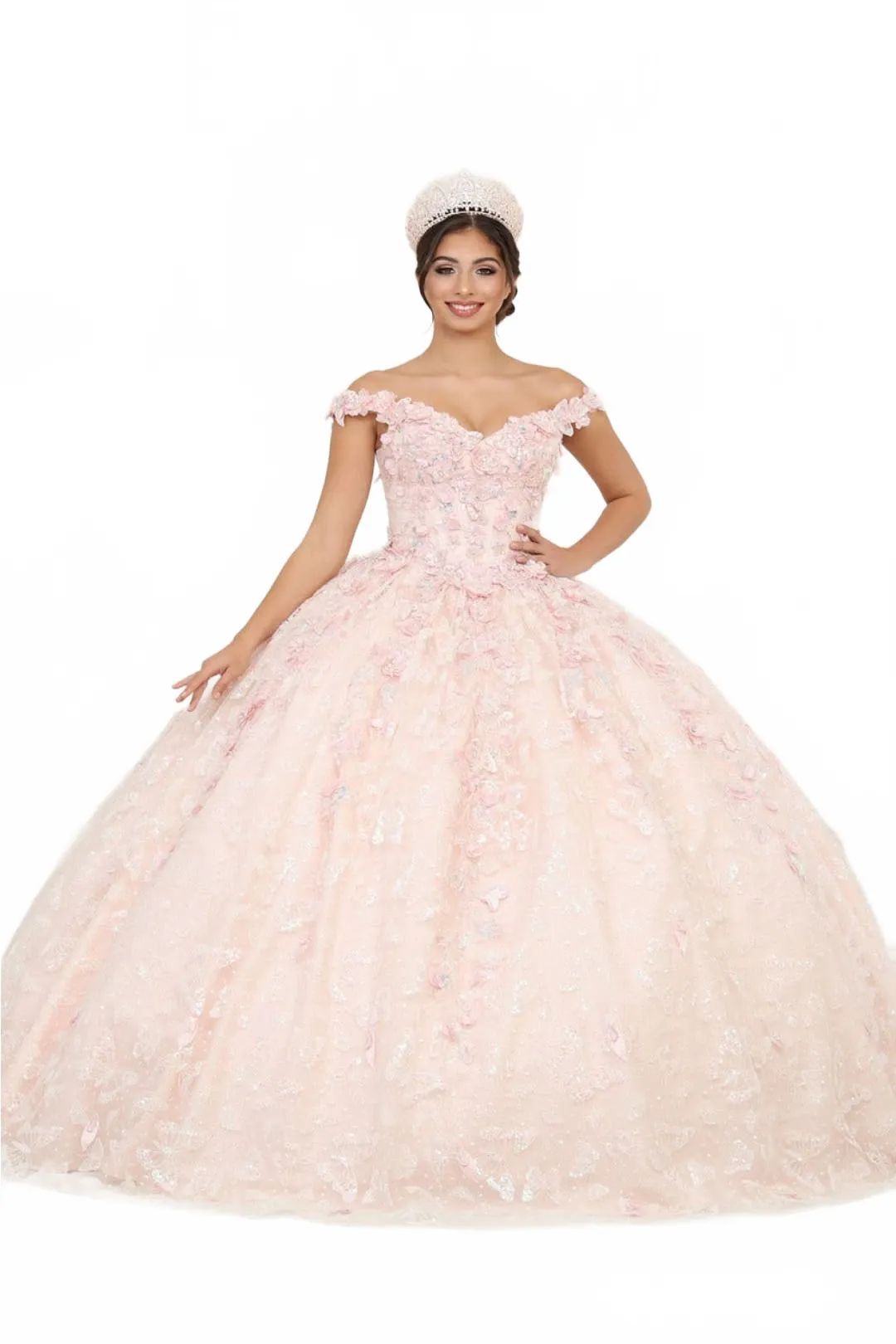 LK259 Off-Shoulder Glitter Corset Blush Masquerade Ball Gown sold by Alberto Nardoni product image thumbnail 5