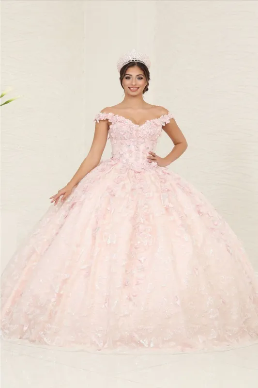 LK259 Off-Shoulder Glitter Corset Blush Masquerade Ball Gown made by Alberto Nardoni