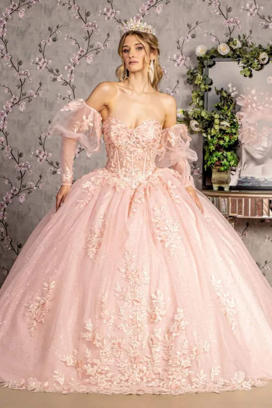 Strapless Puff Sleeve Corset Ball Gown by GLS Gloria GL3476 made by Alberto Nardoni