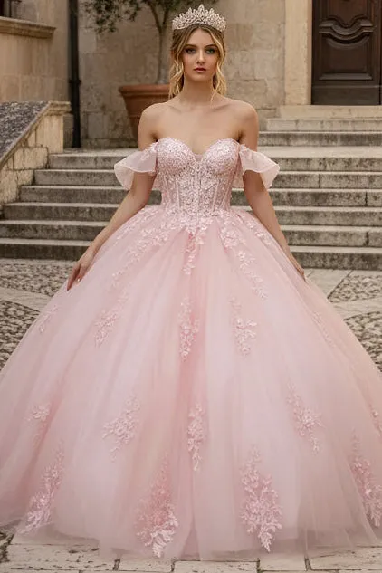 Ruffled Off Shoulder Corset Ball Gown by GLS Gloria GL3475 sold by Alberto Nardoni product image thumbnail 4