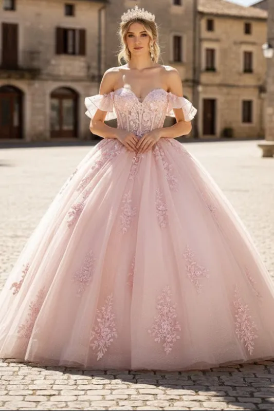 Ruffled Off Shoulder Corset Ball Gown by GLS Gloria GL3475 made by Alberto Nardoni