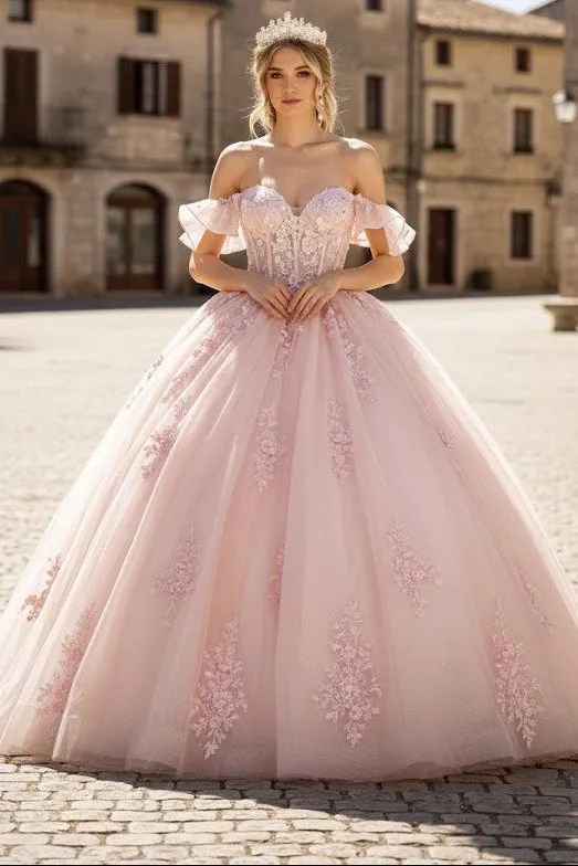 Ruffled Off Shoulder Corset Ball Gown by GLS Gloria GL3475 sold by Alberto Nardoni