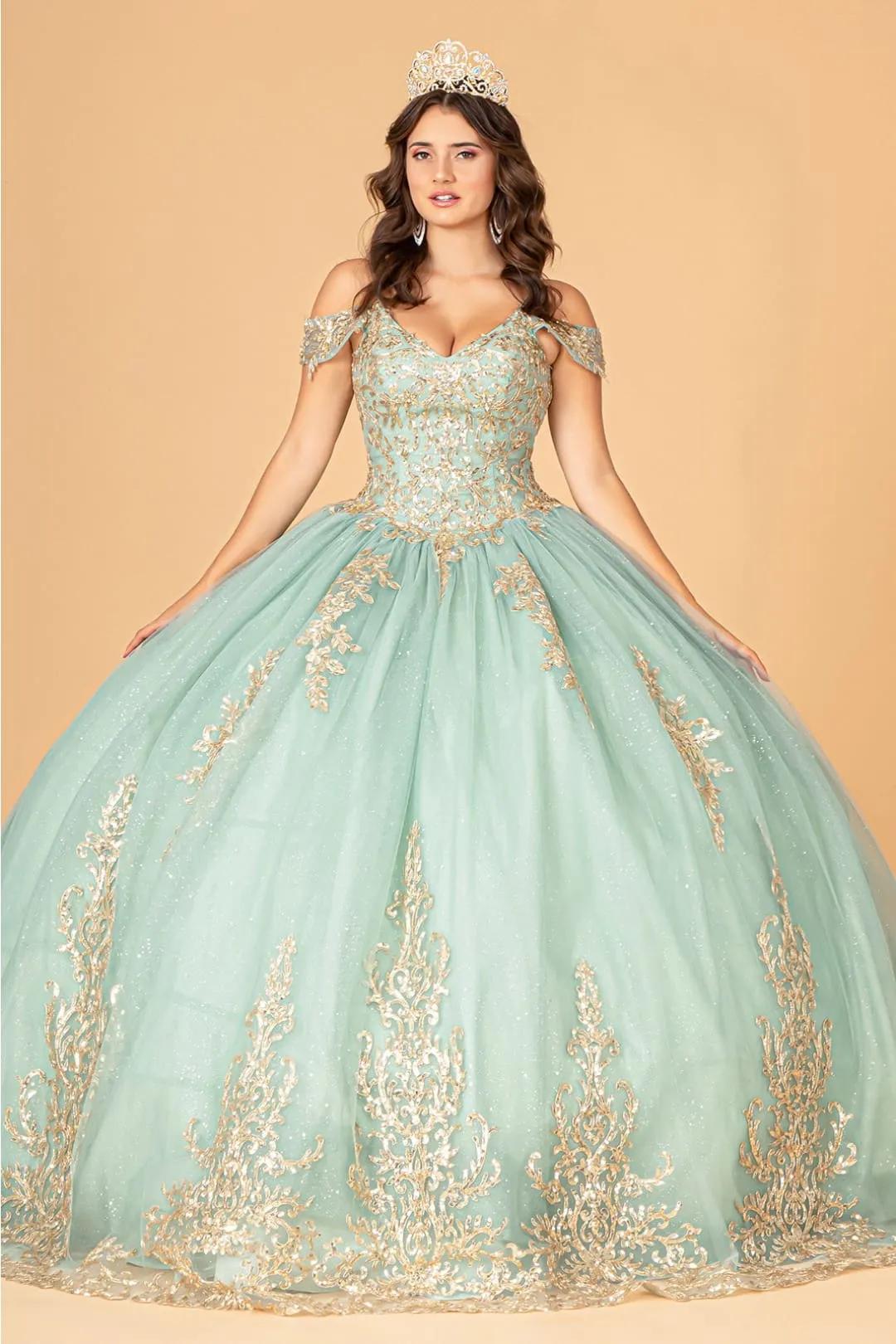 Embroidered Cold Shoulder Ball Gown by Elizabeth KGL3100 sold by Alberto Nardoni