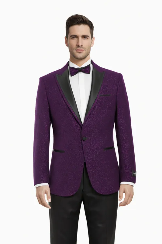 Mens Glitter Sequin Flashy in Color "Purple" Tuxedo Dinner Jacket Blazer Sportcoat made by Alberto Nardoni