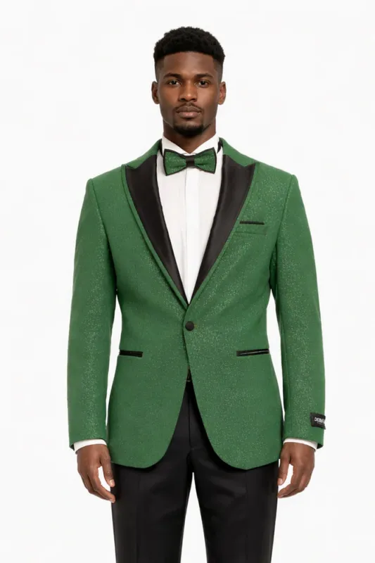 Mens Glitter Sequin Flashy in Color "Green" Tuxedo Dinner Jacket Blazer Sportcoat made by Alberto Nardoni