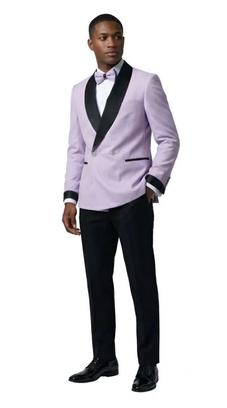 Men's Lavender Double Breasted Shawl Lapel Tuxedo for Wedding & Prom made by Alberto Nardoni
