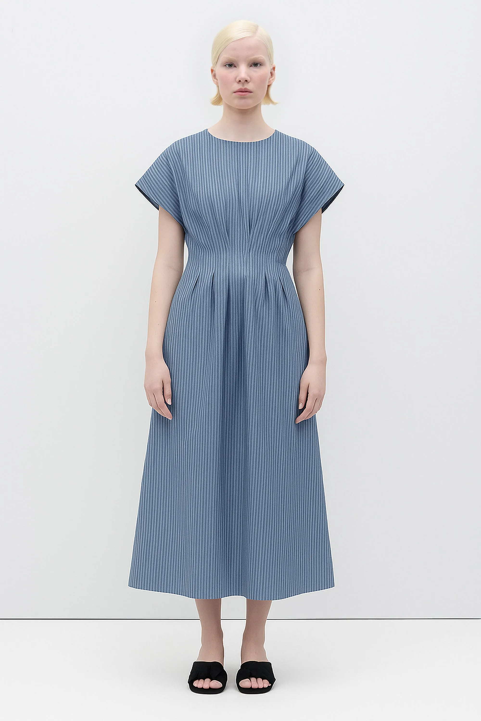 Sybille Dress - Blue Stripes sold by Rita Row