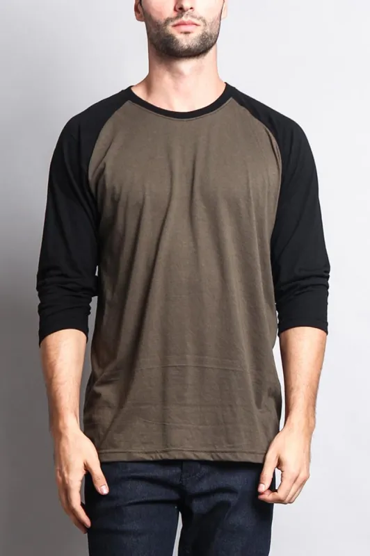 Men's Baseball T-Shirt (Olive/Black) sold by G-Style USA