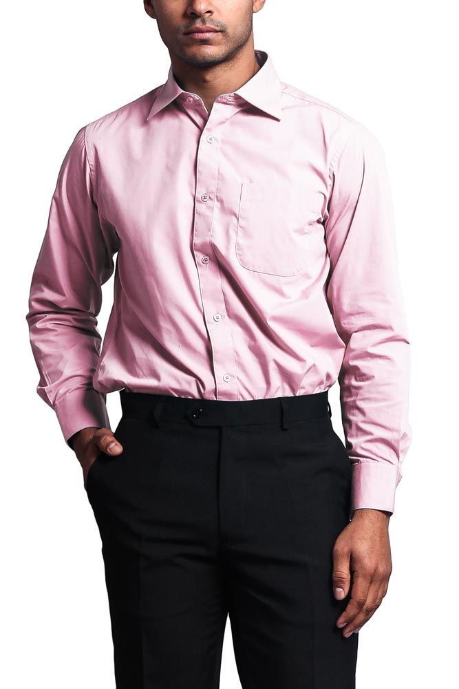 Regular Fit Long Sleeve Dress Shirt - Pink sold by G-Style USA