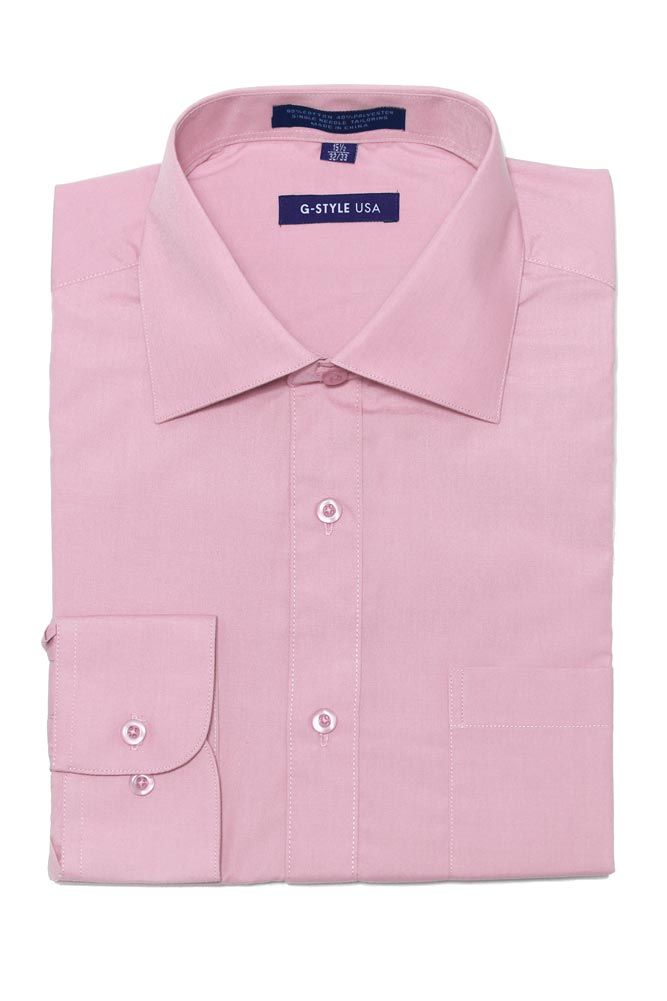 Regular Fit Long Sleeve Dress Shirt - Pink sold by G-Style USA product image thumbnail 7