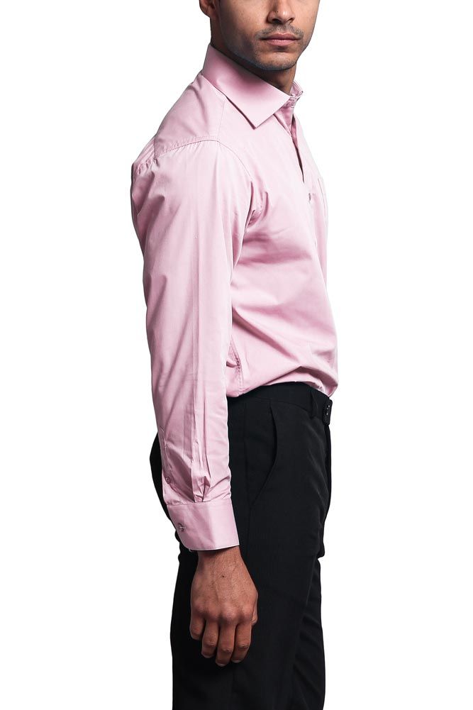 Regular Fit Long Sleeve Dress Shirt - Pink sold by G-Style USA product image thumbnail 4