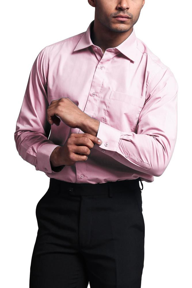 Regular Fit Long Sleeve Dress Shirt - Pink sold by G-Style USA product image thumbnail 5