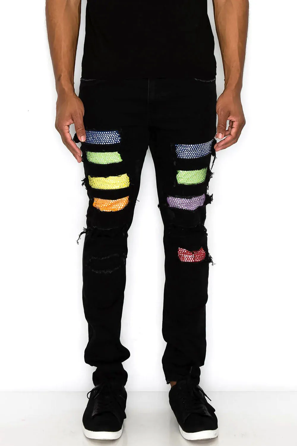 Multi Color Diamond Denim Jeans sold by G-Style USA product image thumbnail 5