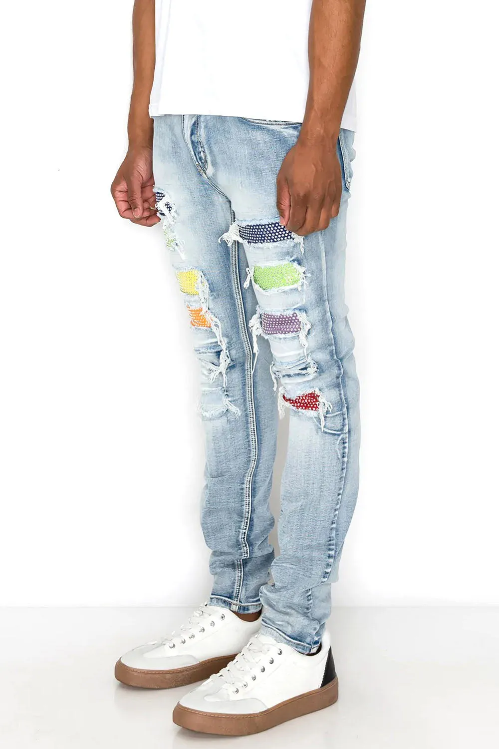 Multi Color Diamond Denim Jeans sold by G-Style USA product image thumbnail 2
