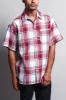Western Casual Plaid Short Sleeve Button Up Shirt (White/Red) sold by G-Style USA