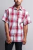 Western Casual Plaid Short Sleeve Button Up Shirt (White/Red) sold by G-Style USA