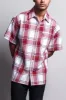Western Casual Plaid Short Sleeve Button Up Shirt (White/Red) sold by G-Style USA
