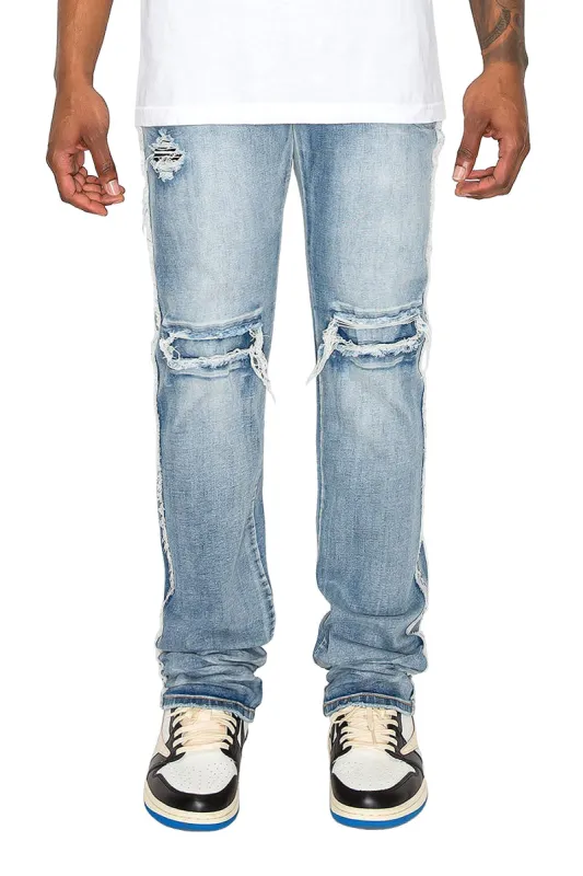 Men's Stacked Fit Raw Edge Distressed Denim Jeans sold by G-Style USA