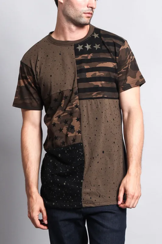 Star Print Block Camo Splatter T-Shirt sold by G-Style USA