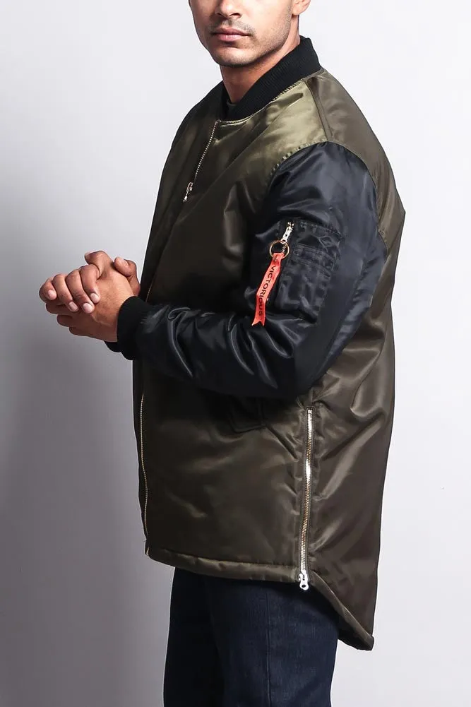 Contrast Sleeve Long Length MA-1 Bomber Jacket sold by G-Style USA product image thumbnail 3