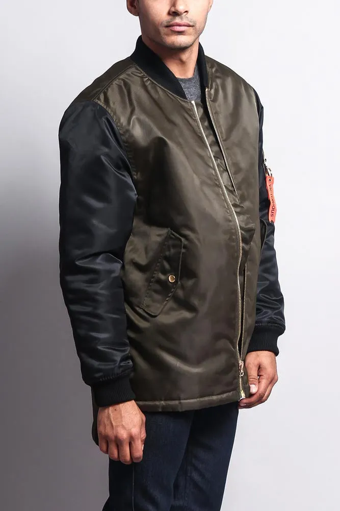 Contrast Sleeve Long Length MA-1 Bomber Jacket sold by G-Style USA product image thumbnail 5