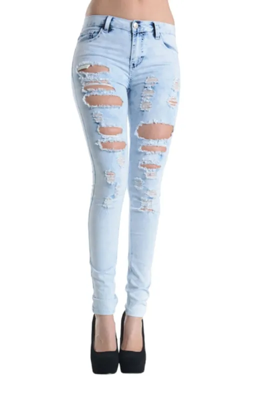 Washed Destroyed Skinny Jeans sold by G-Style USA