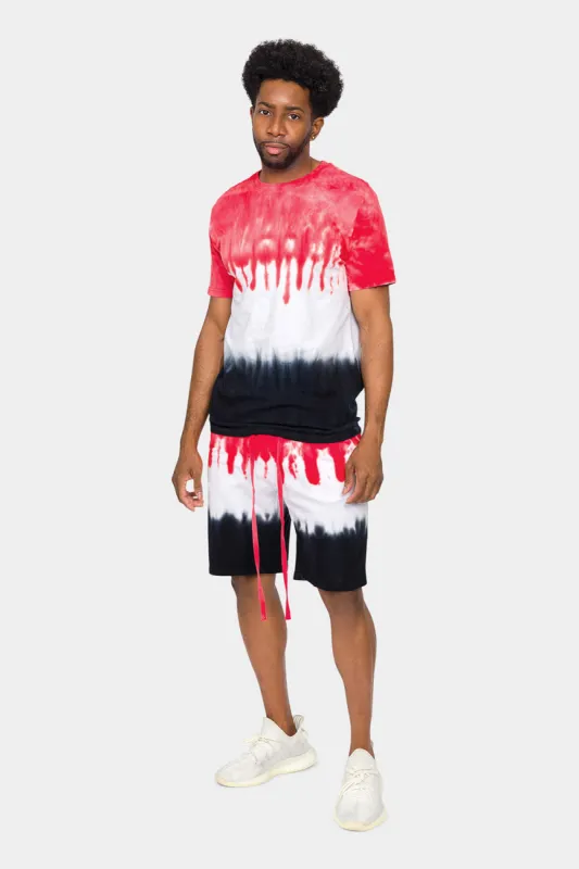 Colorblock Tie Dye Cotton Shirt Shorts Set sold by G-Style USA