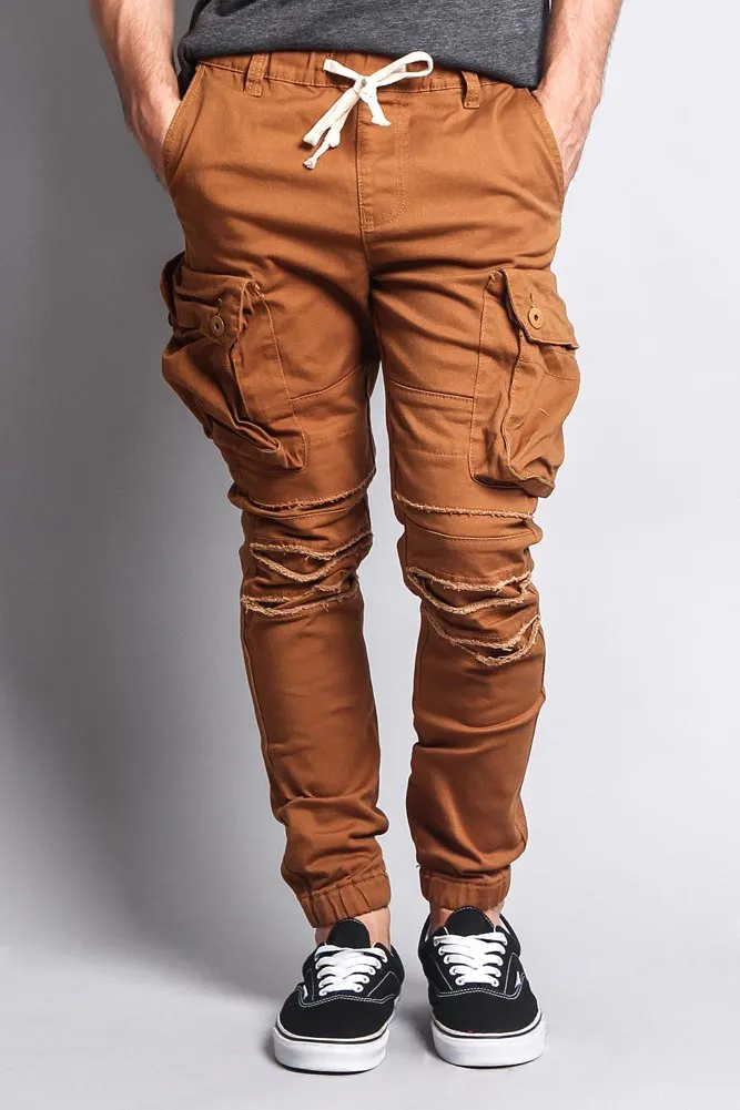 Big Cargo Jogger Pants With Distressed Knee sold by G-Style USA