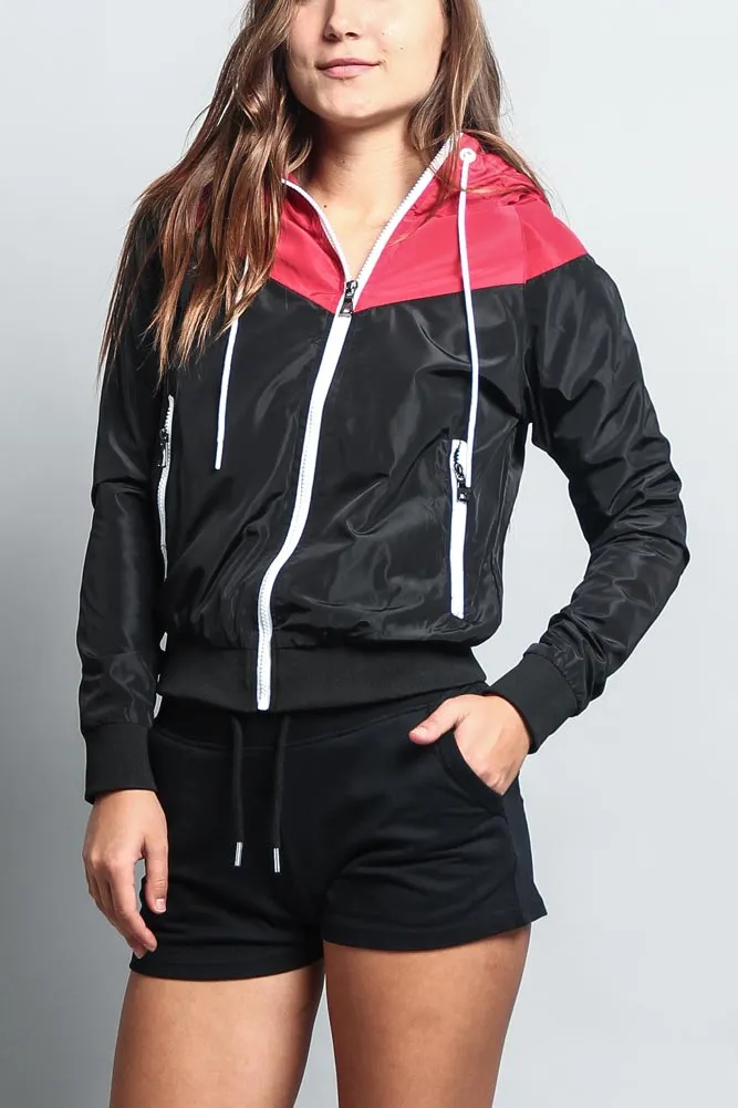 Women's Color Block Hooded Windbreaker Jacket sold by G-Style USA product image thumbnail 3