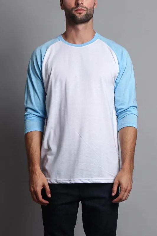 Men's Baseball T-Shirt (White/Sky Blue) sold by G-Style USA