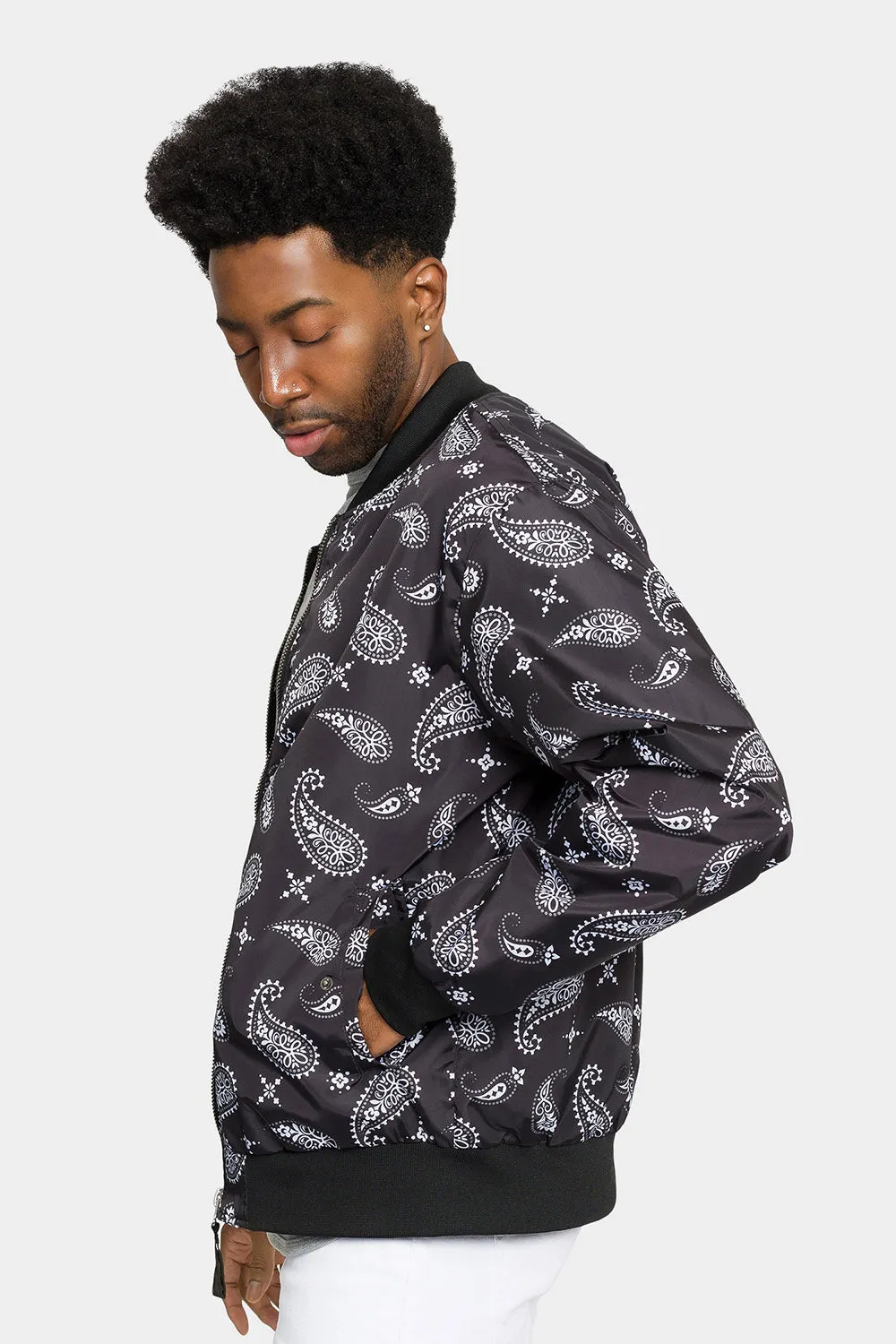 Paisley Print Bomber Jacket sold by G-Style USA product image thumbnail 2