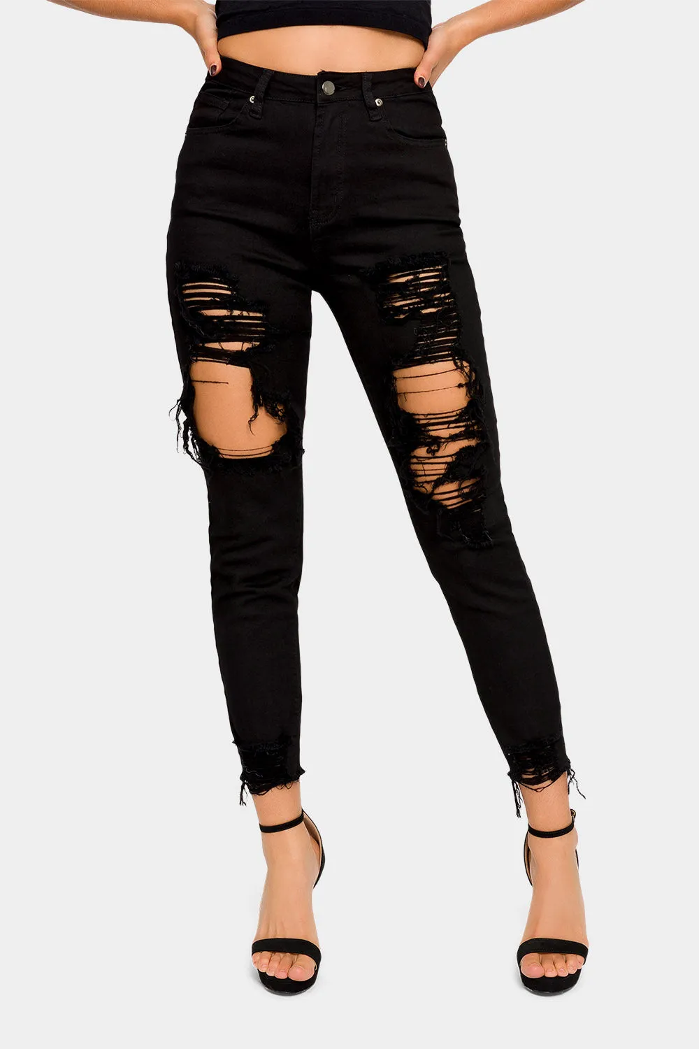 Destroyed High Rise Skinny Jeans sold by G-Style USA product image thumbnail 2