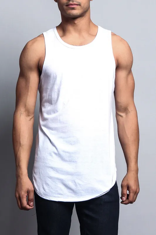 Basic Long Length Curved Hem Tank Top sold by G-Style USA