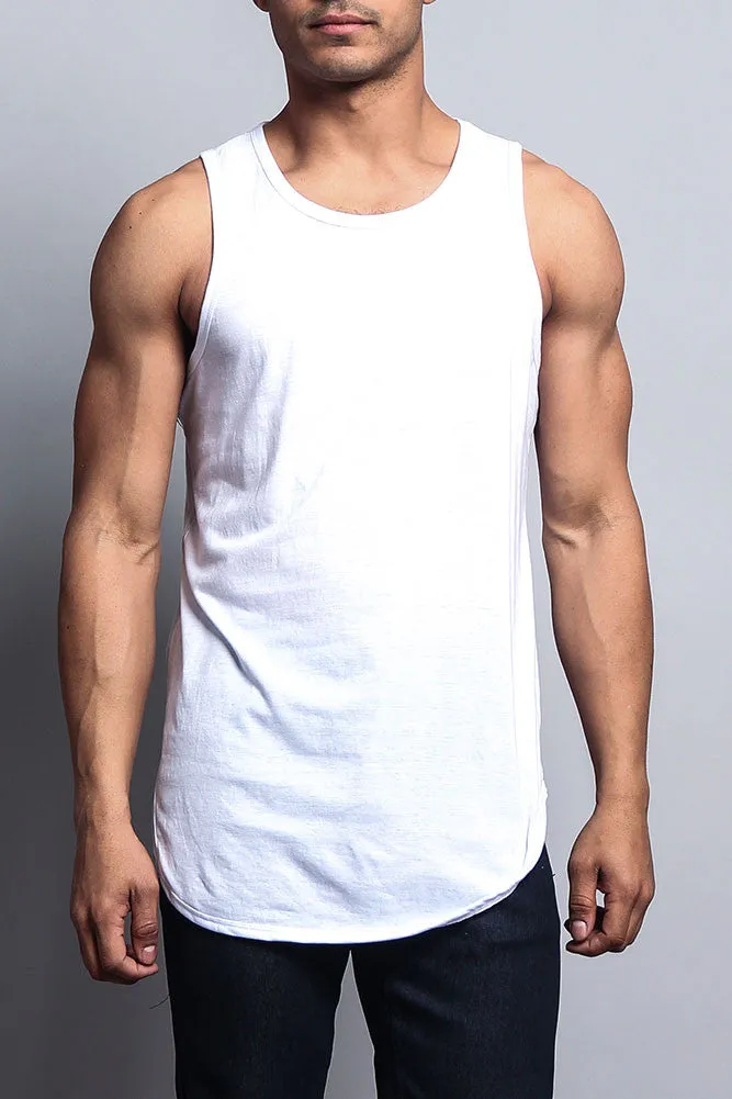 Basic Long Length Curved Hem Tank Top sold by G-Style USA