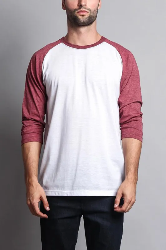 Men's Baseball T-Shirt (White/Burgundy) sold by G-Style USA
