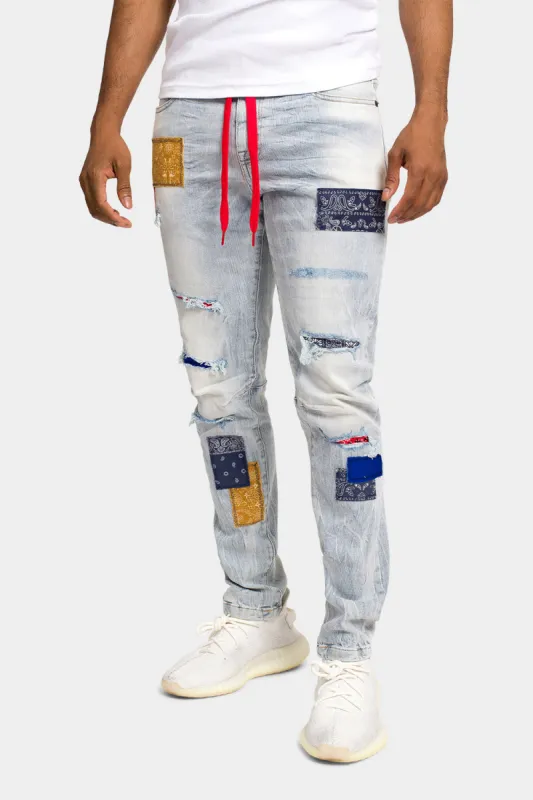 Bandana Patch Skinny Jeans sold by G-Style USA