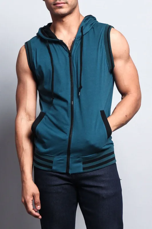 Lightweight Sleeveless Contrast Hoodie sold by G-Style USA